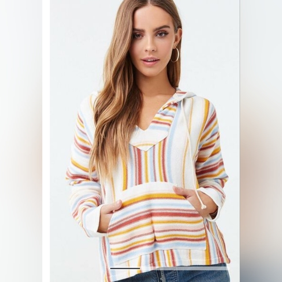 Forever 21 | Tops | 225 Forever 2 Striped Purl Knit Hoodie | Poshmark
